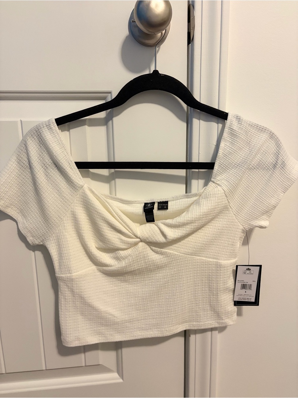 Volcom Cream Twist-Front Crop Top